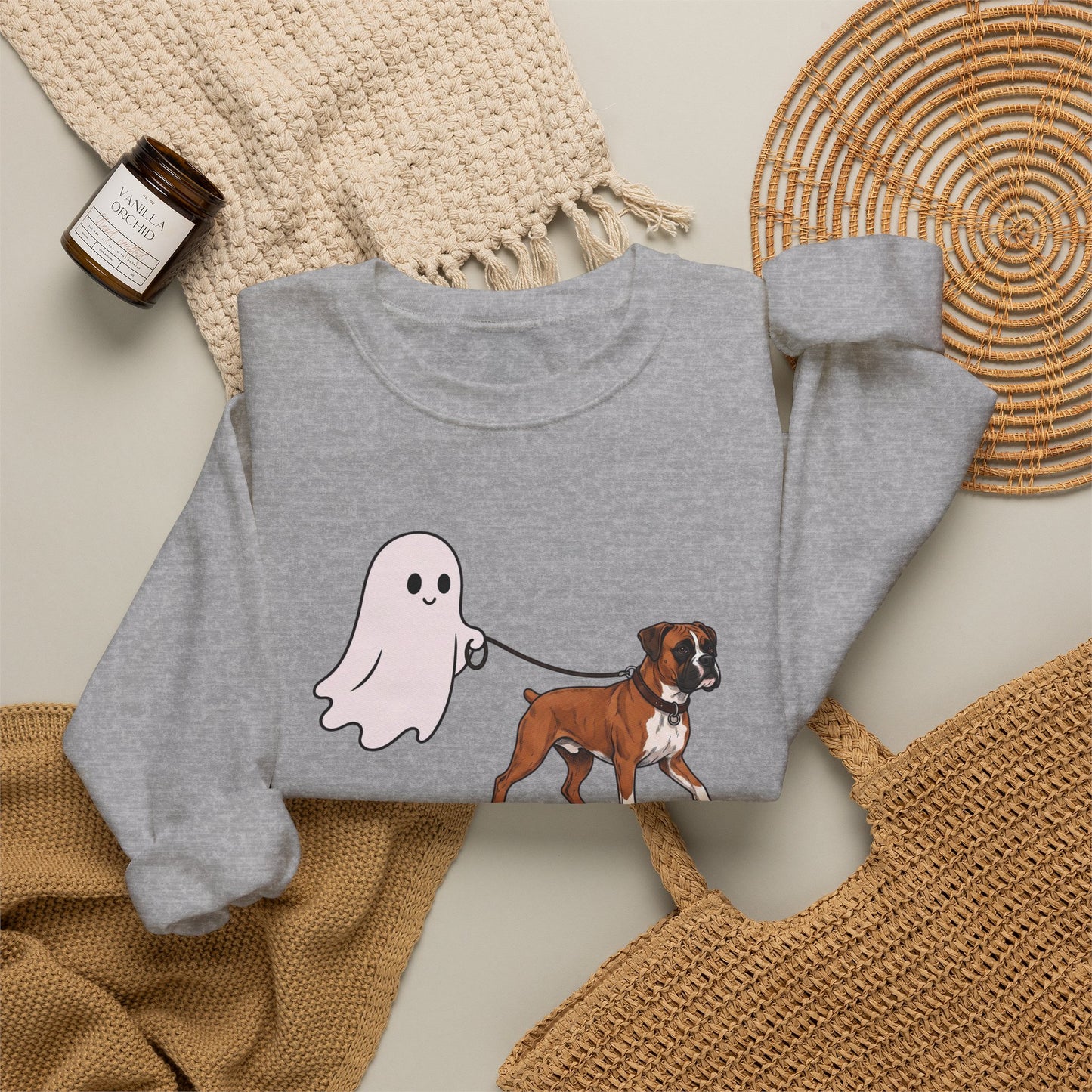 Halloween Ghost Boxer Crewneck Sweatshirt