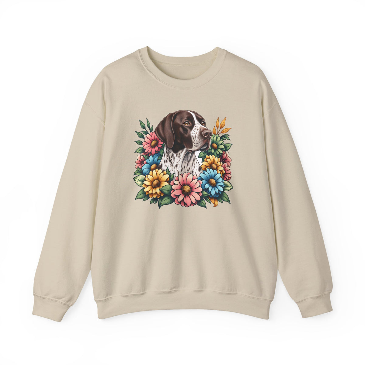 English Pointer Flower Wreath Crewneck Sweatshirt