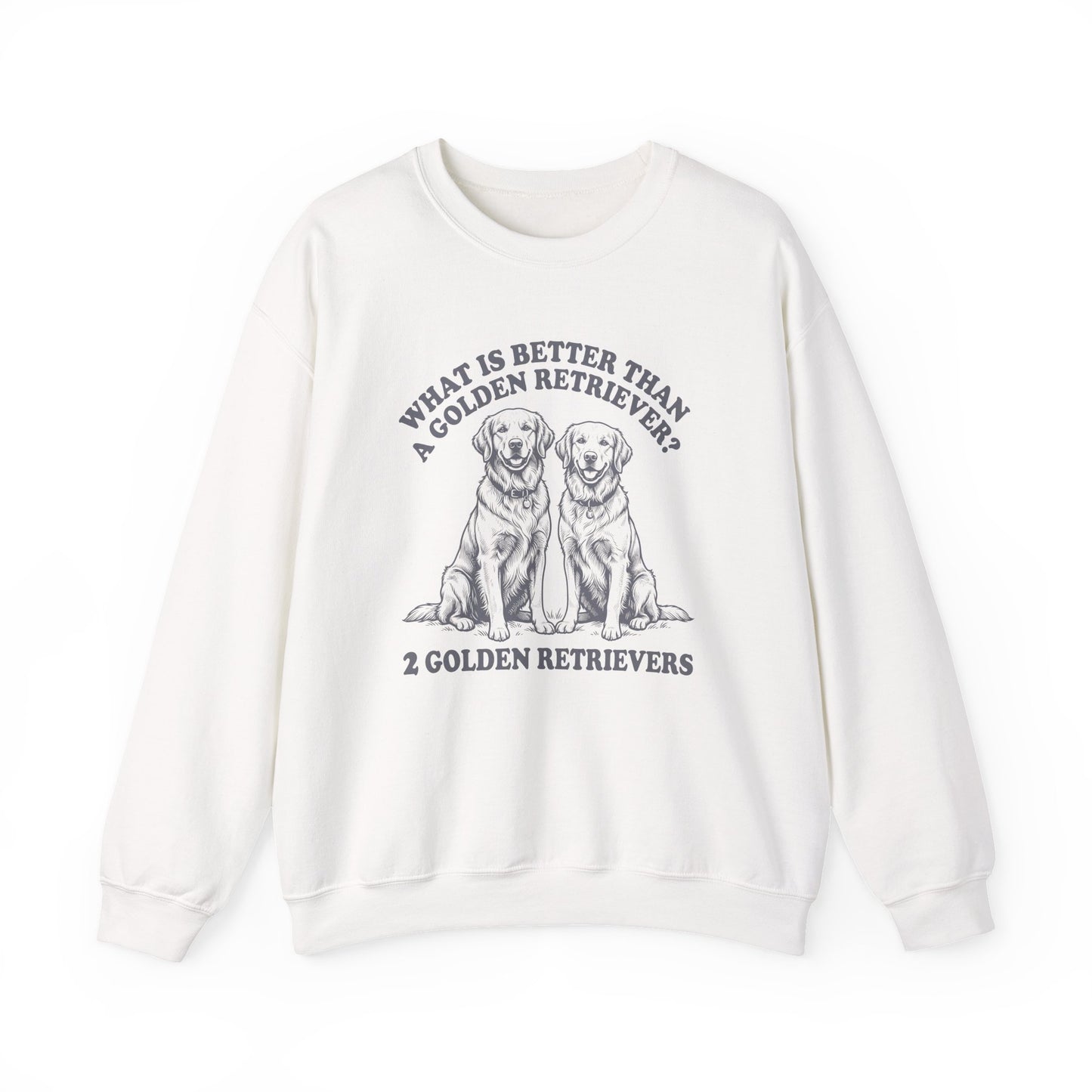 2 Golden Retrievers Crewneck Sweatshirt White