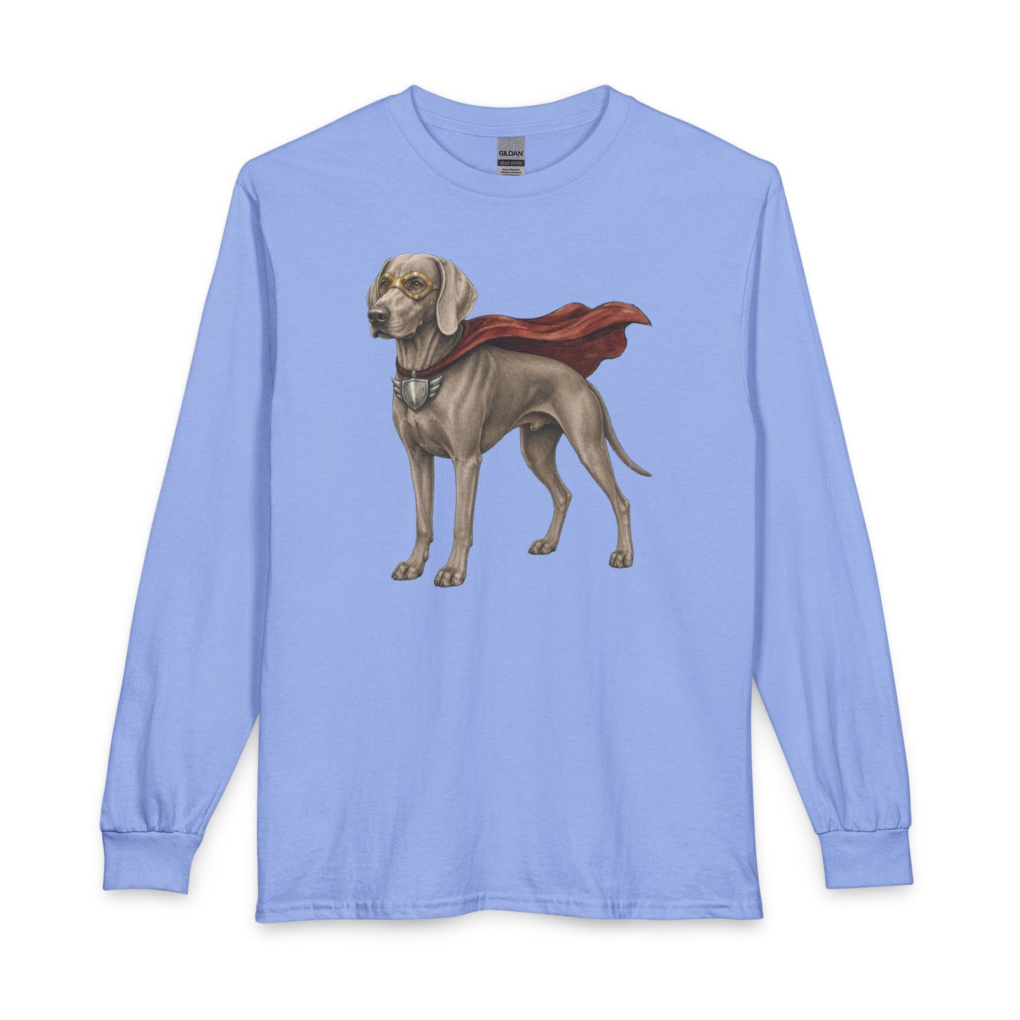 Weimaraner Superhero Long Sleeve Carolina Blue