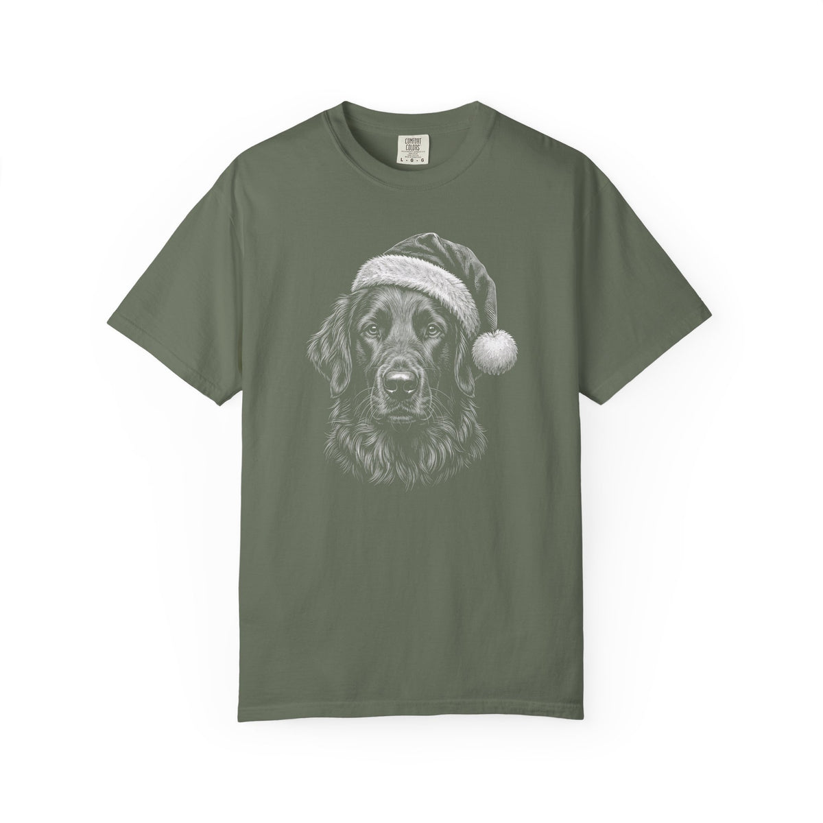Flat Coated Retriever Christmas Santa Hat Premium Tee Moss