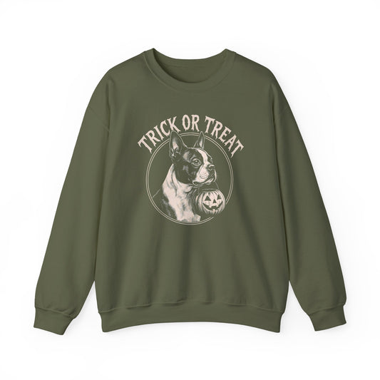 Boston Terrier Trick Or Treat Crewneck Sweatshirt