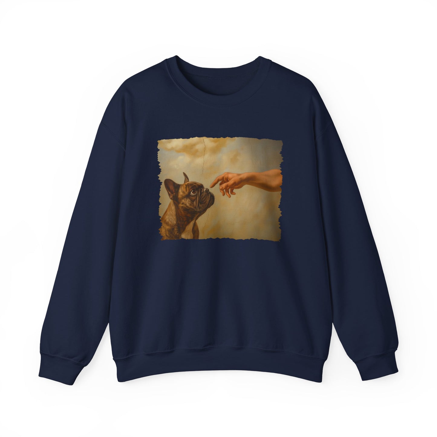 God Creates French Bulldog Crewneck Sweatshirt Navy