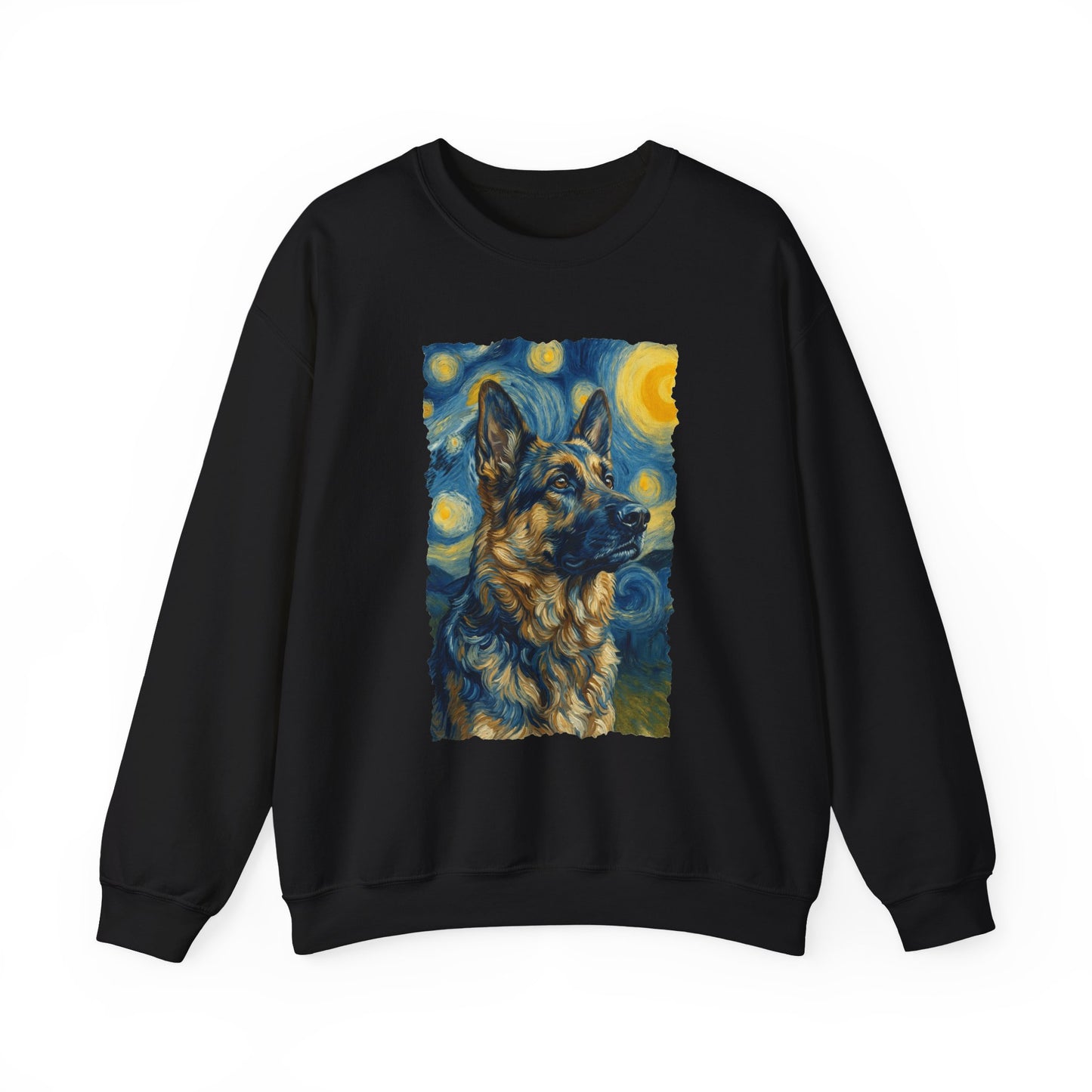 German Shepherd van Gogh Crewneck Sweatshirt Black