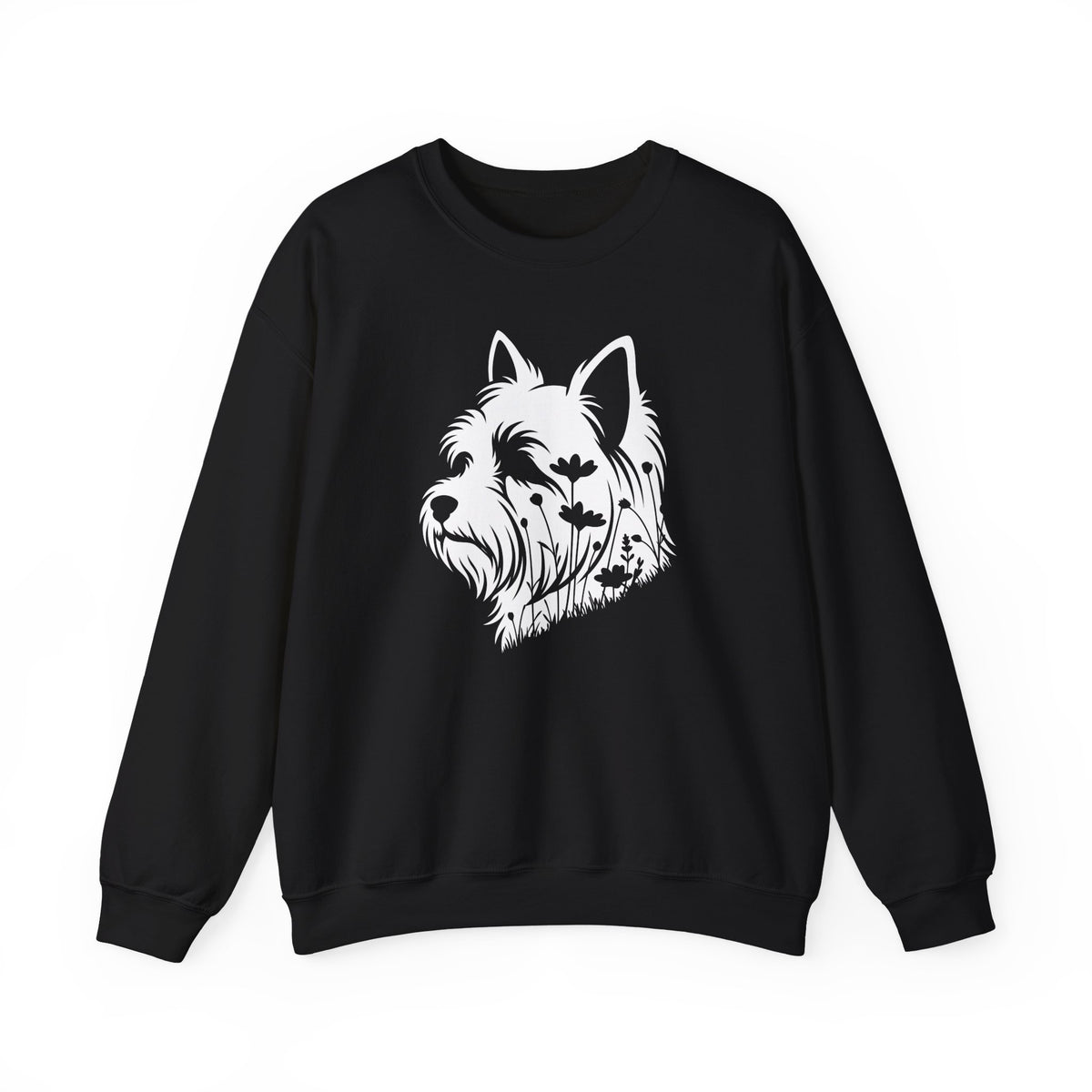 Yorkshire Terrier Flowers Crewneck Sweatshirt Black