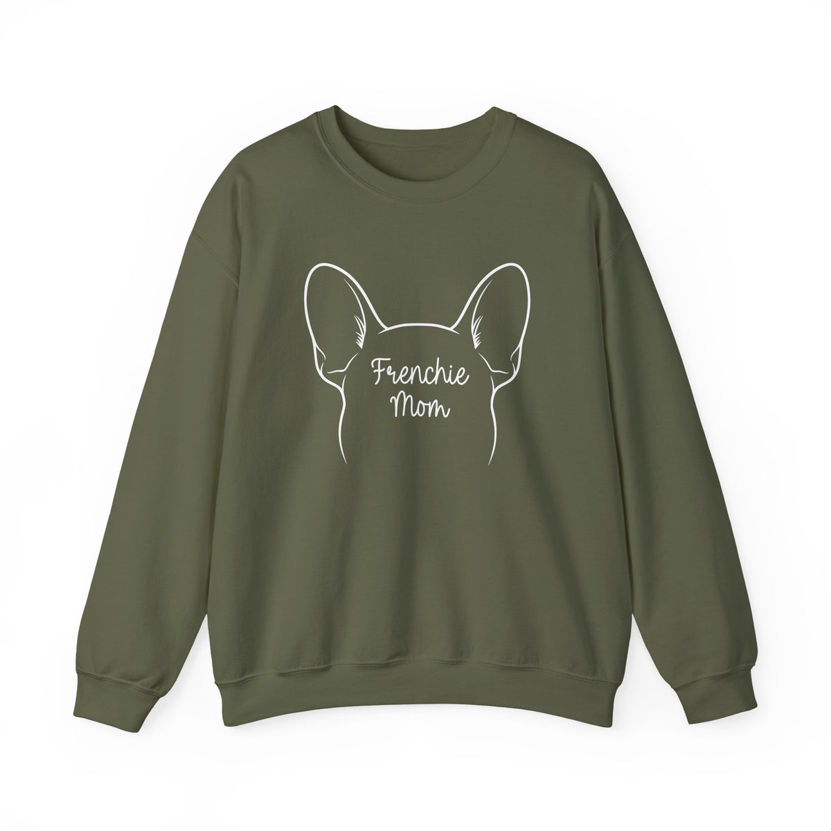 Frenchie Mom Crewneck Sweatshirt Military Green