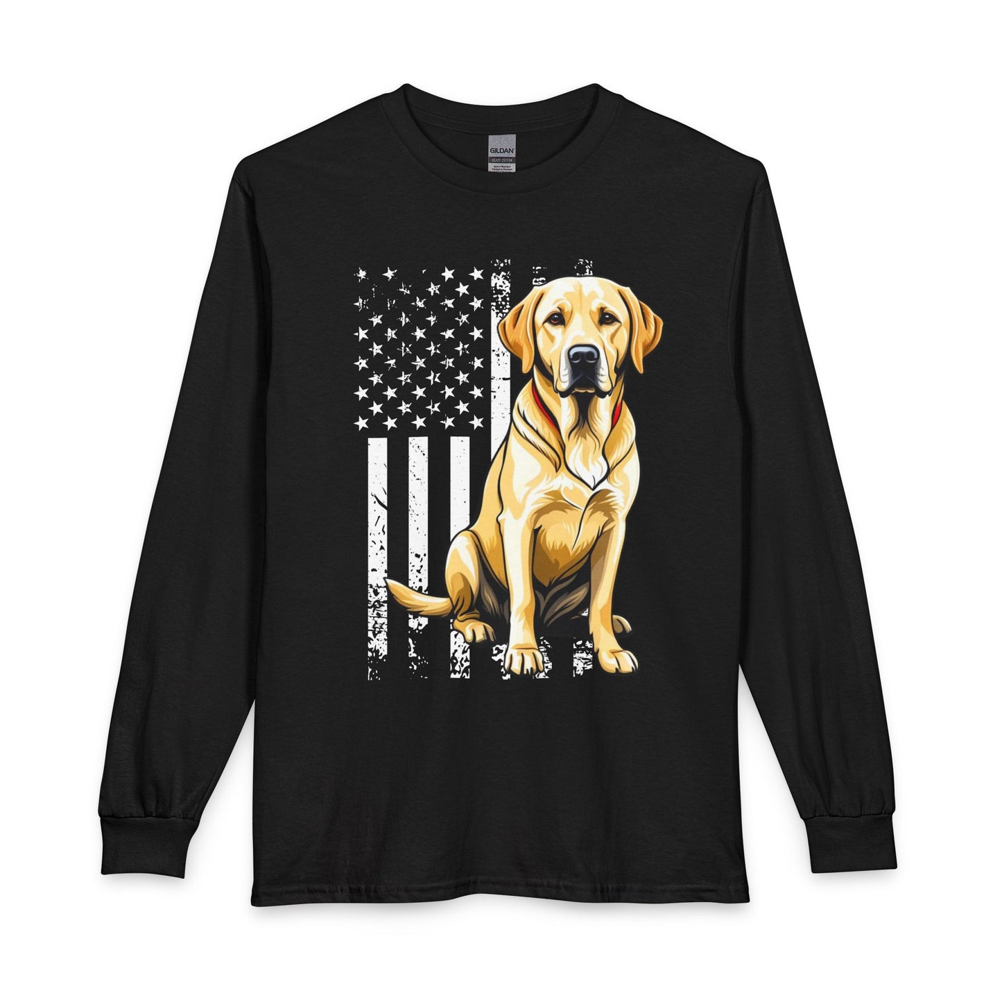 Yellow Labrador USA Flag Long Sleeve