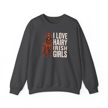 Irish Setter Hairy Girls Crewneck Sweatshirt