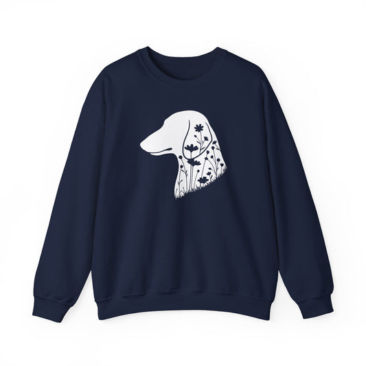 Dachshund Flowers Crewneck Sweatshirt Navy