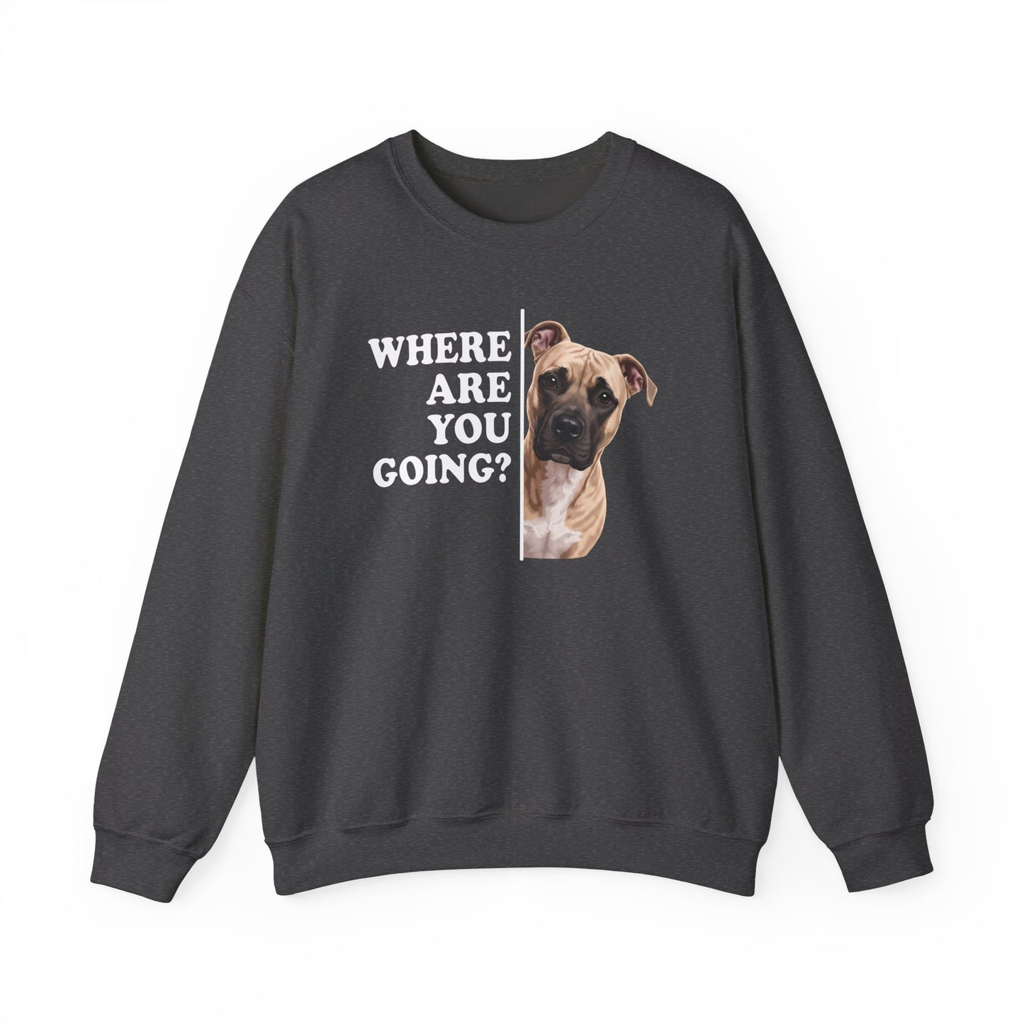 Pitbull Fawn Where Are You Going Crewneck Sweatshirt