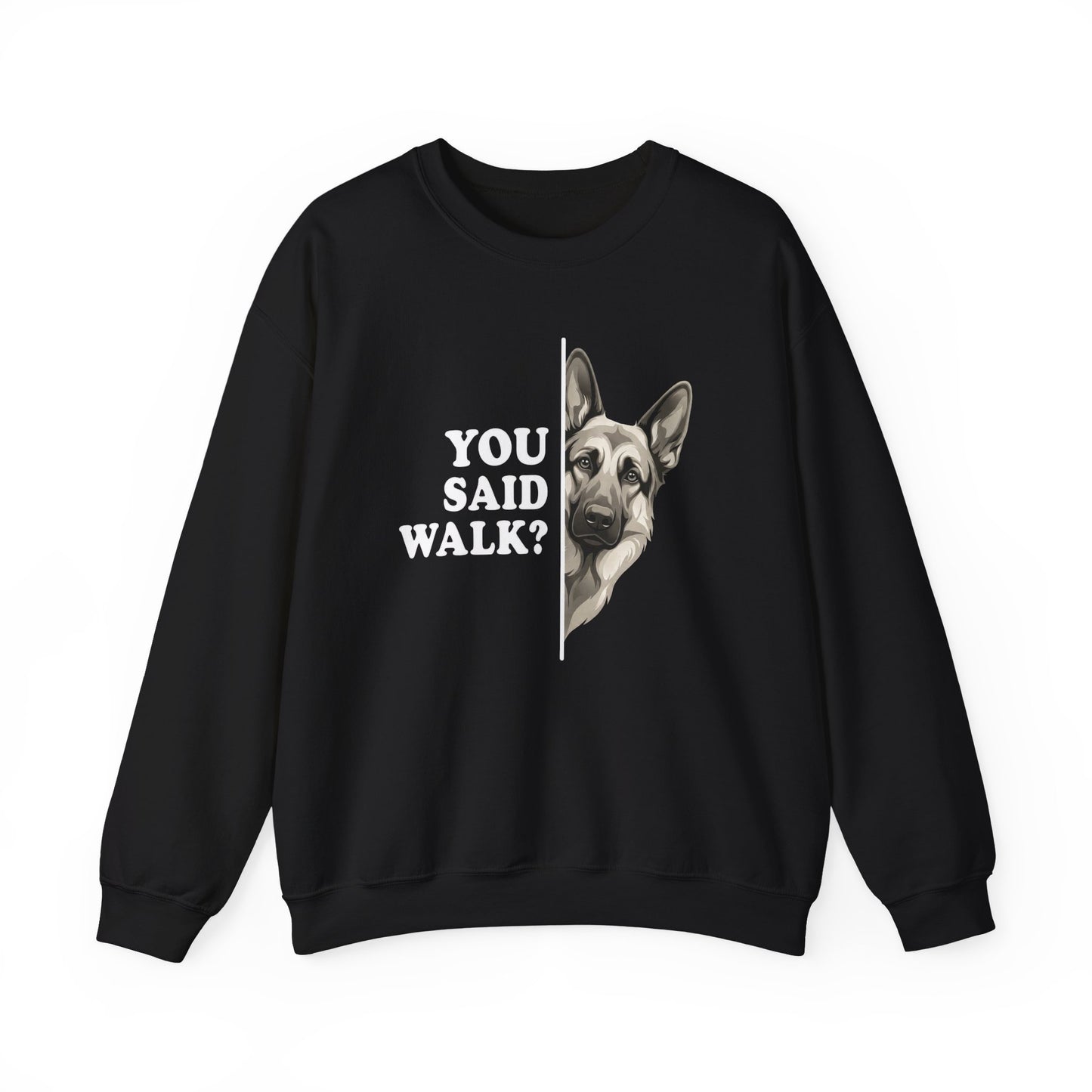 German Shepherd Walk Crewneck Sweatshirt Black