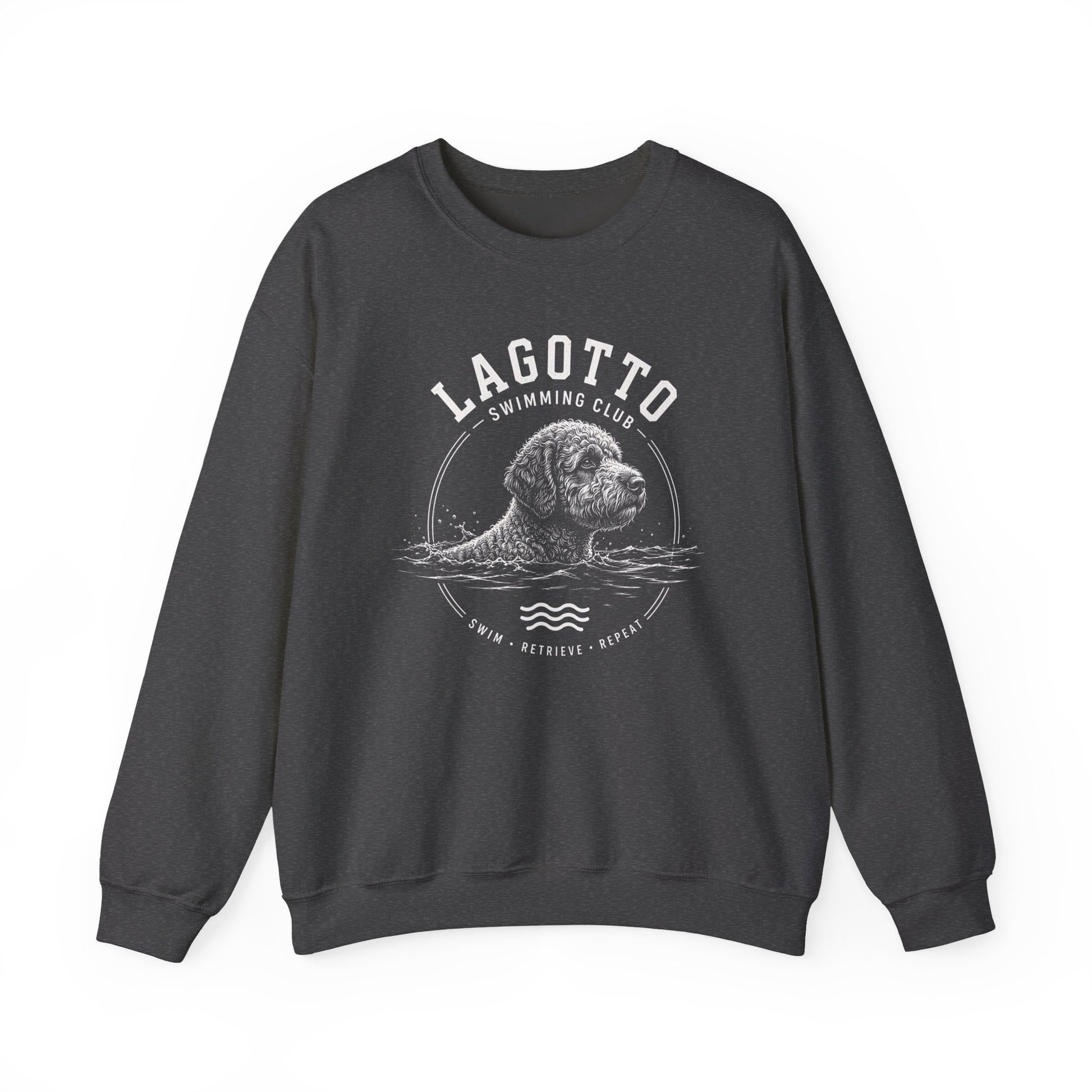 Lagotto Swimming Club Crewneck Sweatshirt Dark Heather