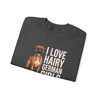 Fawn Boxer Hairy German Girl Crewneck Sweatshirt
