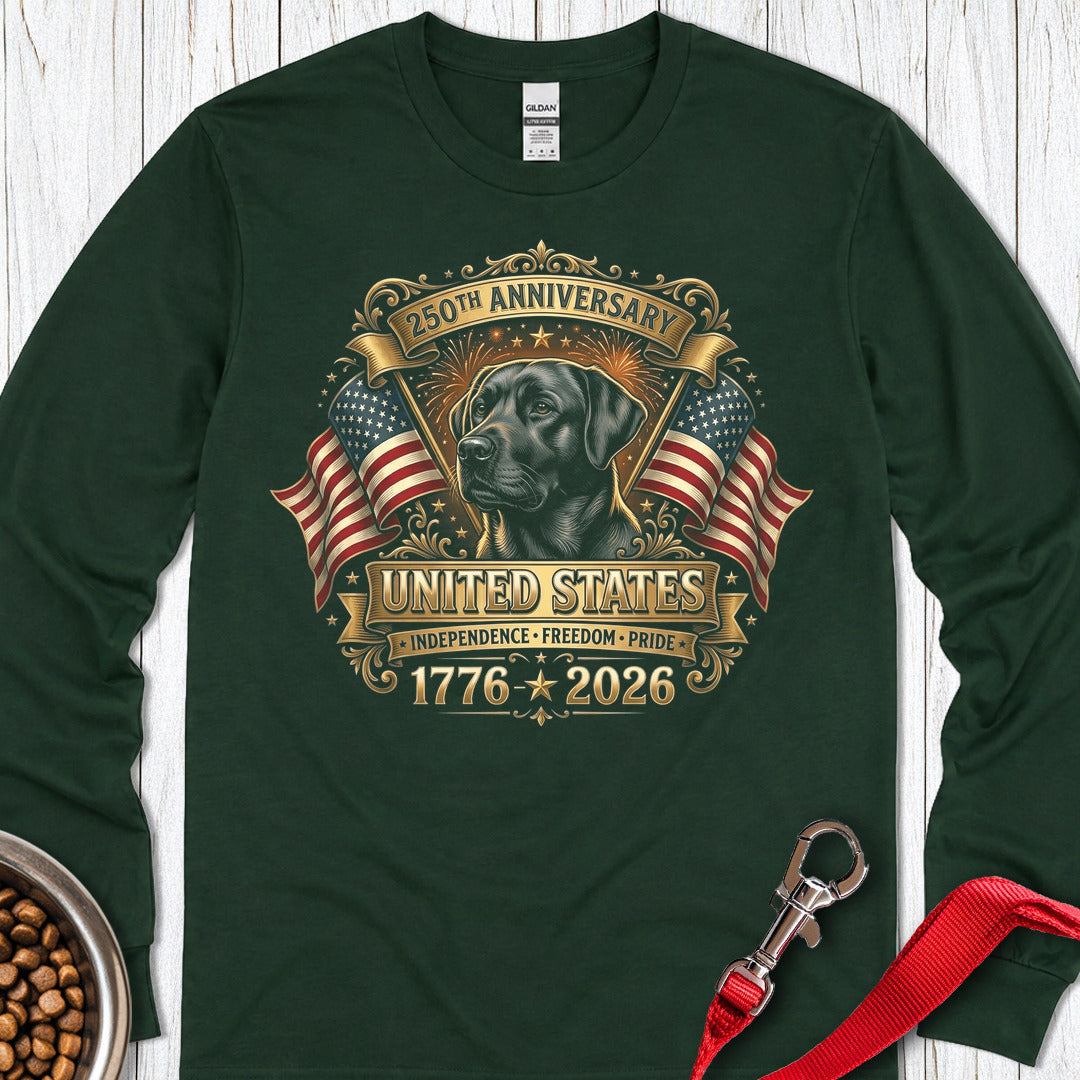 250 Years USA Black Lab Long Sleeve — Forest Green