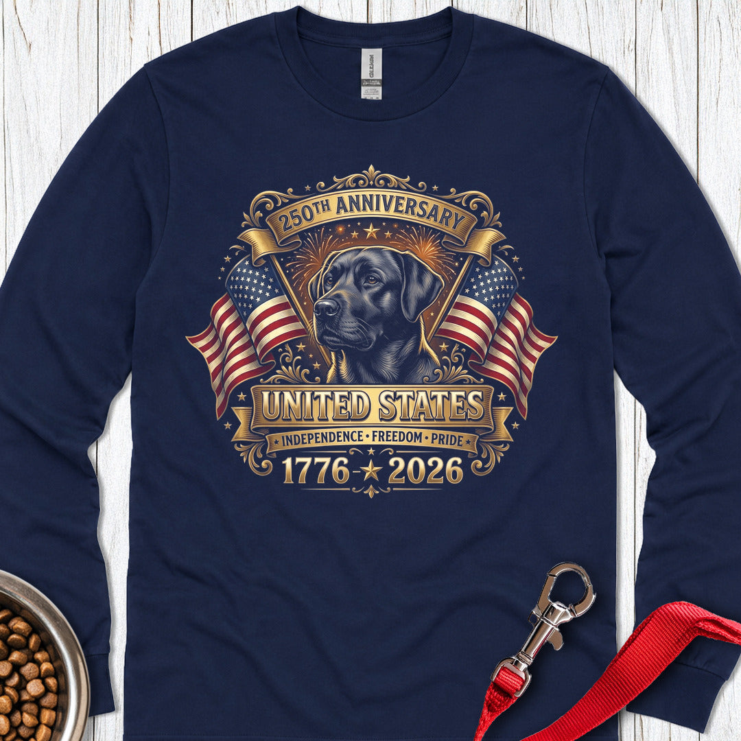 250 Years USA Black Lab Long Sleeve — Navy