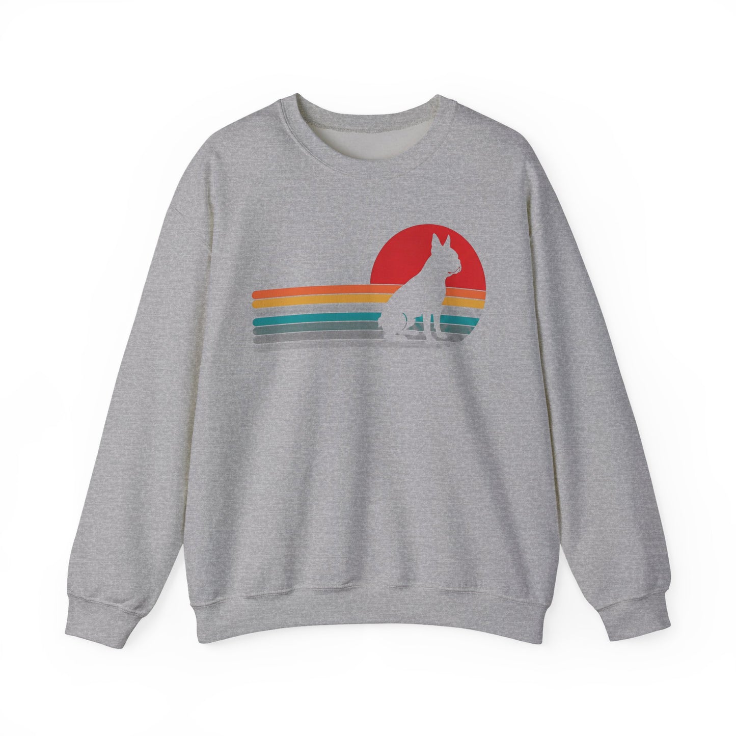 Boston Terrier Retro Sunset Crewneck Sweatshirt