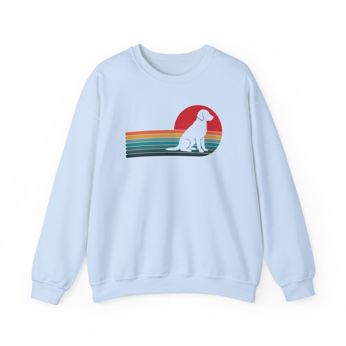 Flat Coated Retriever Retro Sunset Crewneck Sweatshirt