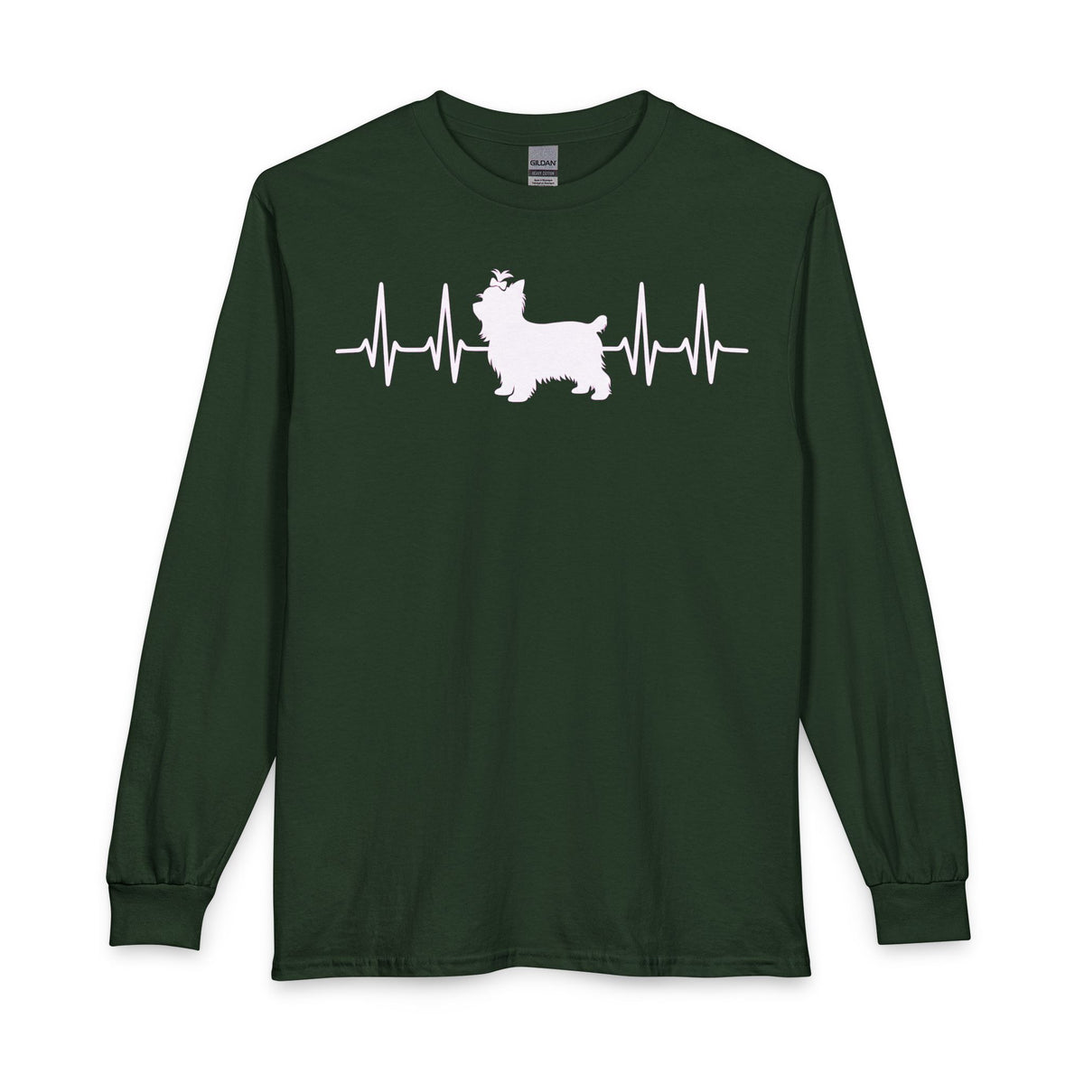Yorkshire Terrier Heartbeat Long Sleeve Forest Green