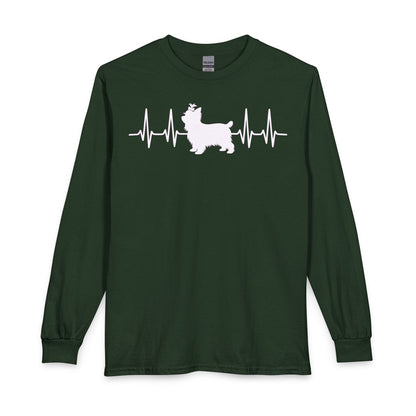 Yorkshire Terrier Heartbeat Long Sleeve Forest Green