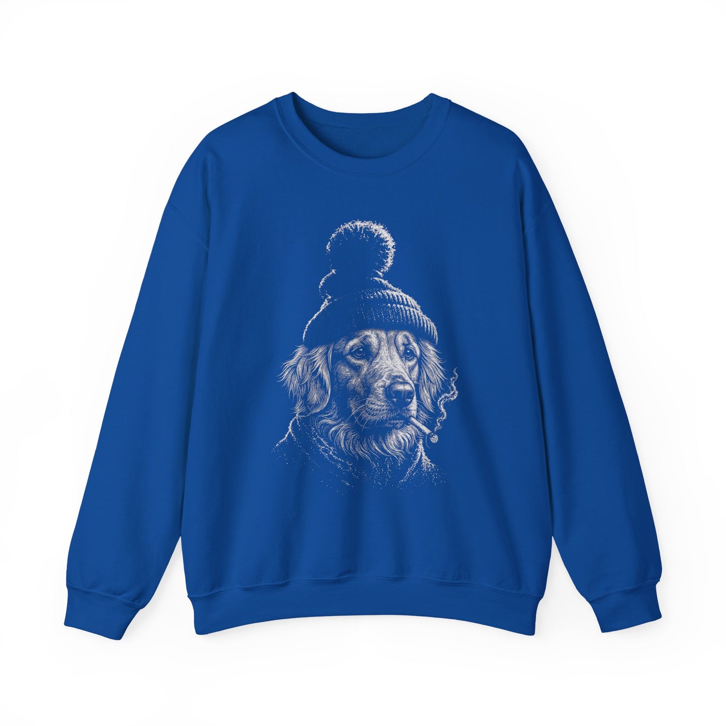 Golden Retriever Cigarette Crewneck Sweatshirt Royal