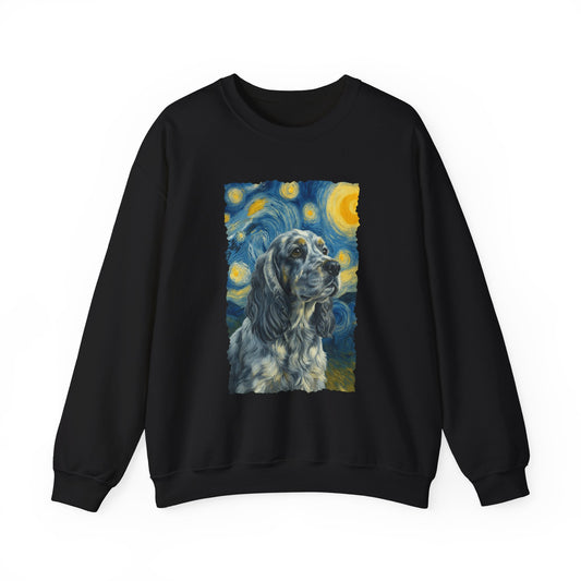 Blue Roan Cocker Spaniel Starry Night Crewneck Sweatshirt