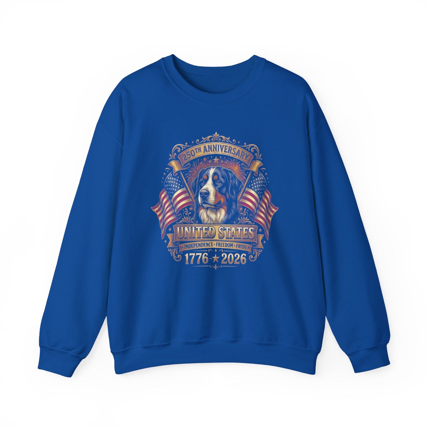 Bernese Mountain Dog 250 Years USA Crewneck Sweatshirt Royal