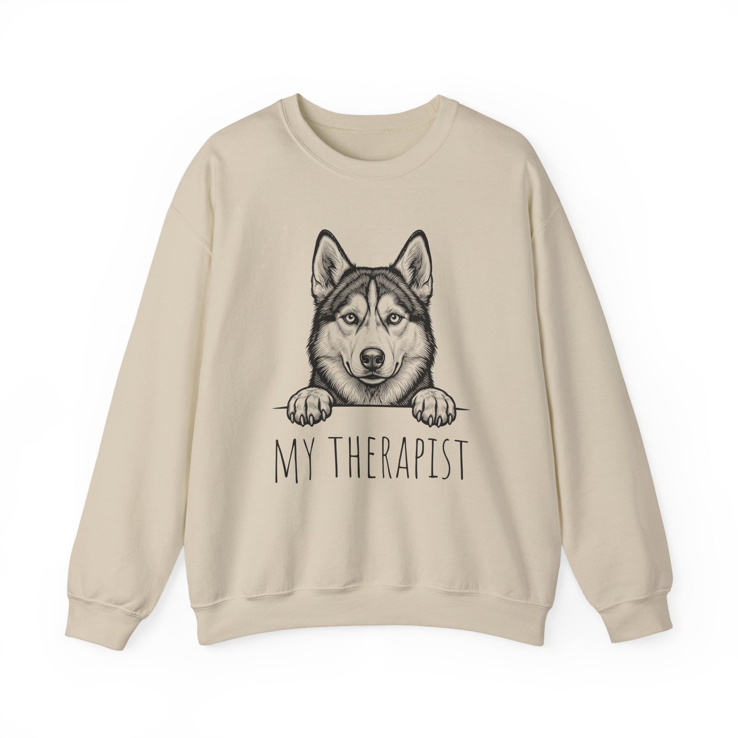 Husky Therapist Crewneck Sweatshirt Sand