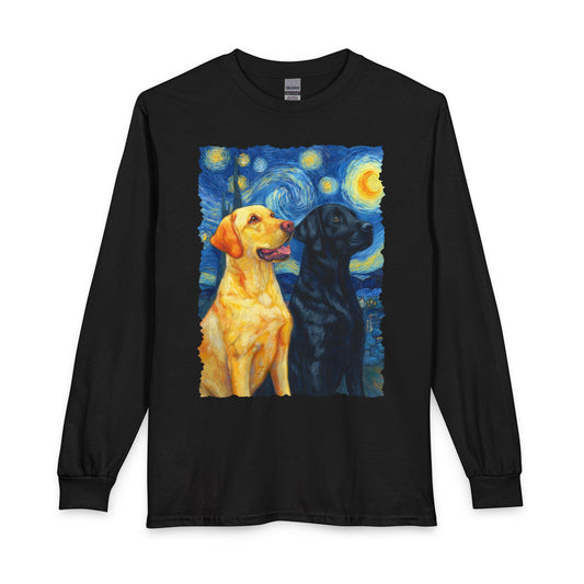 Yellow & Black Lab Van Gogh Long Sleeve Black