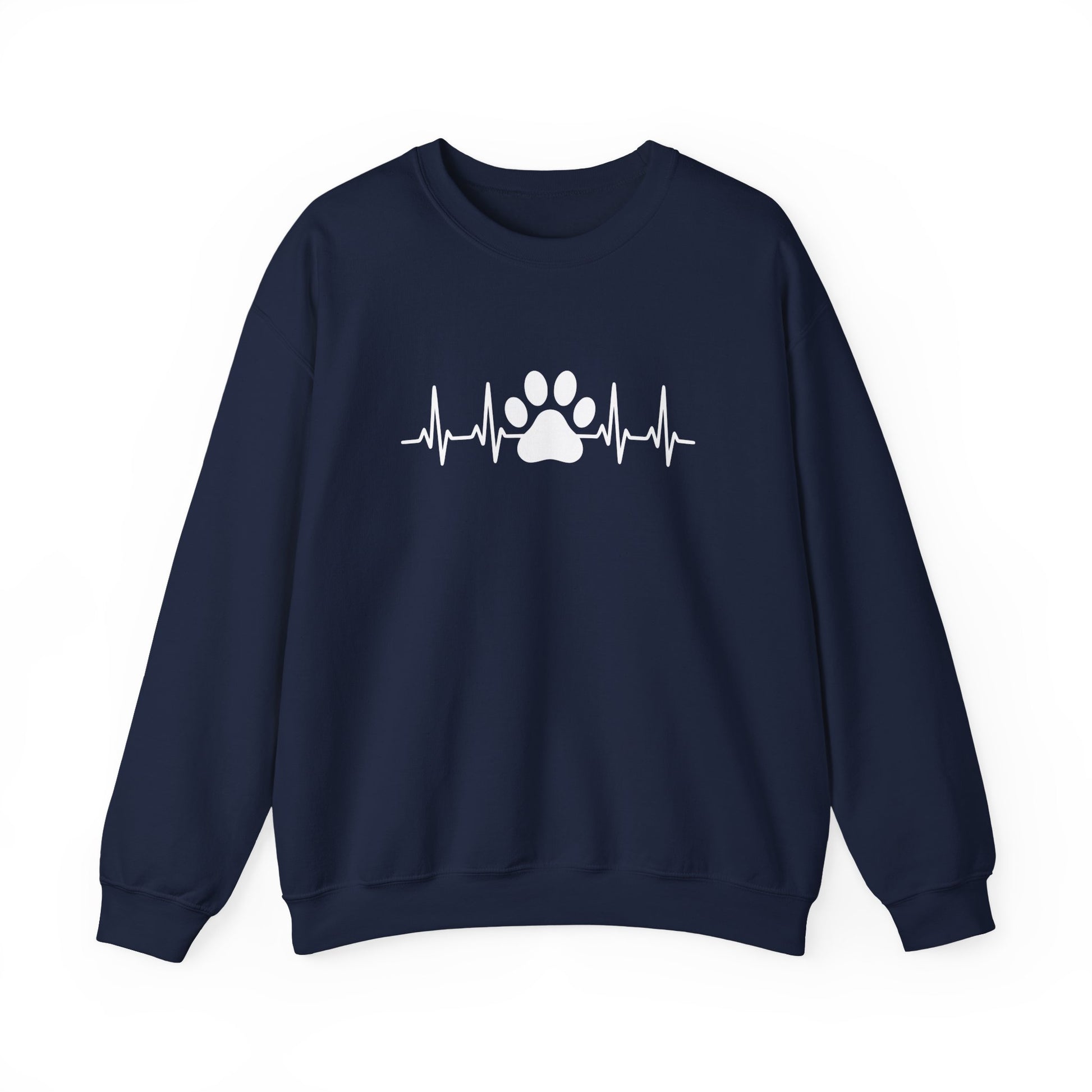 Dog Heartbeat Paw Crewneck Sweatshirt Navy