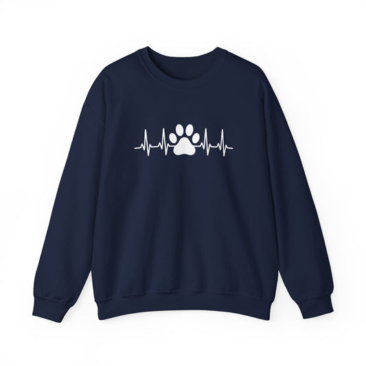 Dog Heartbeat Paw Crewneck Sweatshirt Navy