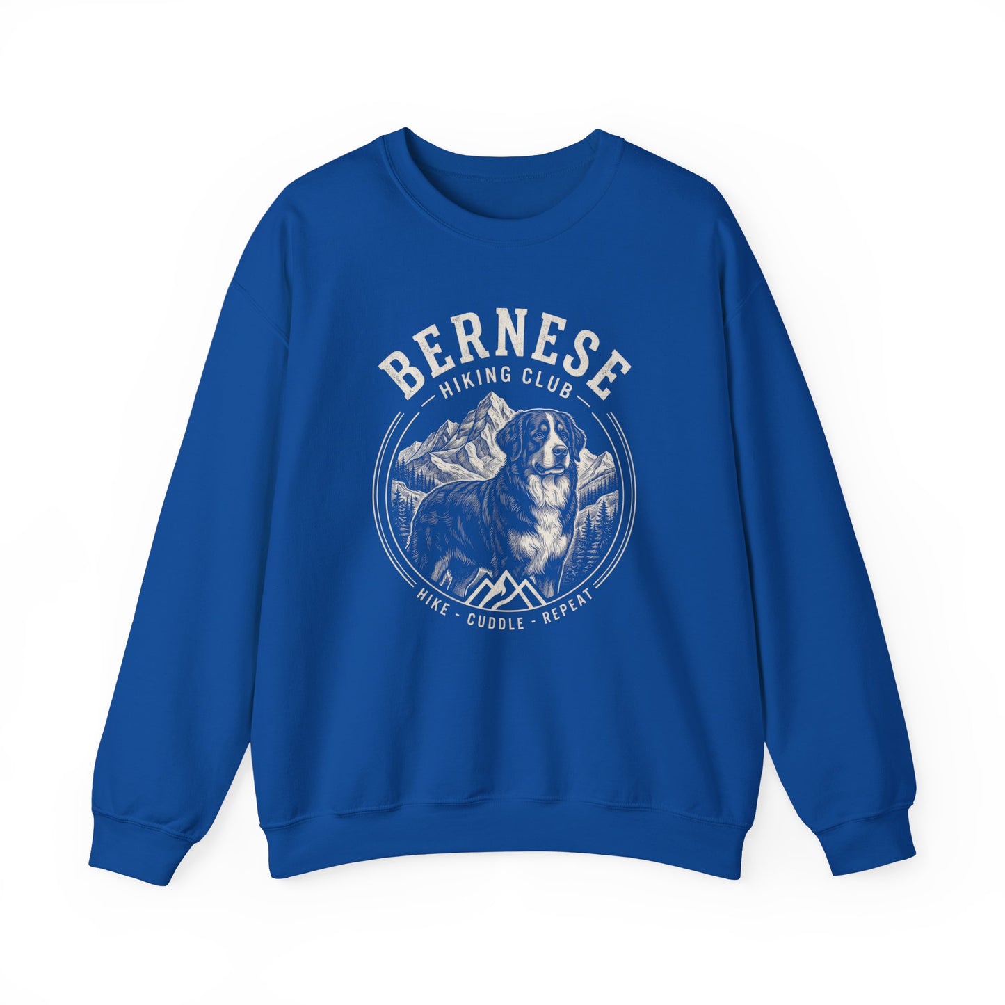 Bernese Mountain Dog Hiking Club Crewneck Sweatshirt Royal