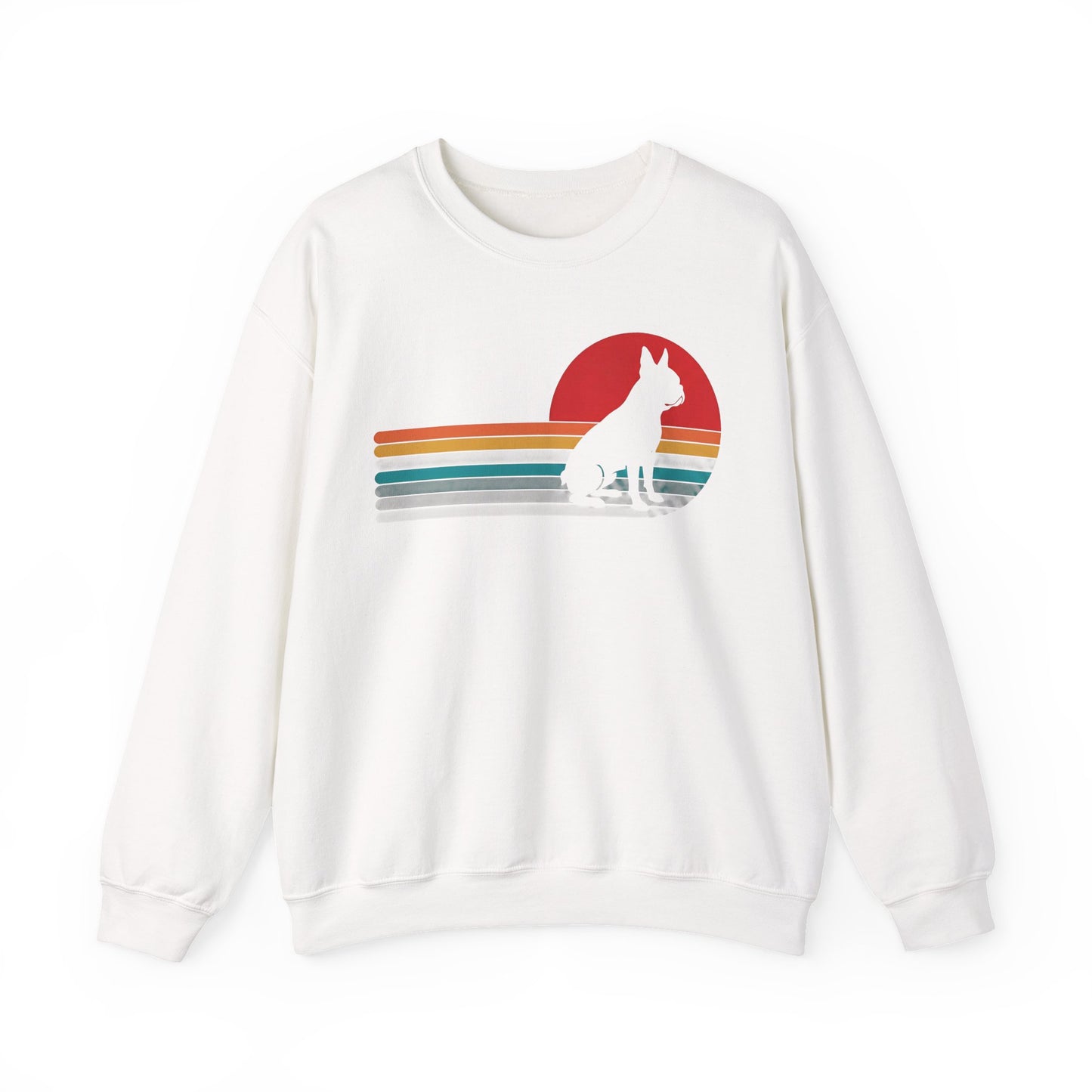 Boston Terrier Retro Sunset Crewneck Sweatshirt