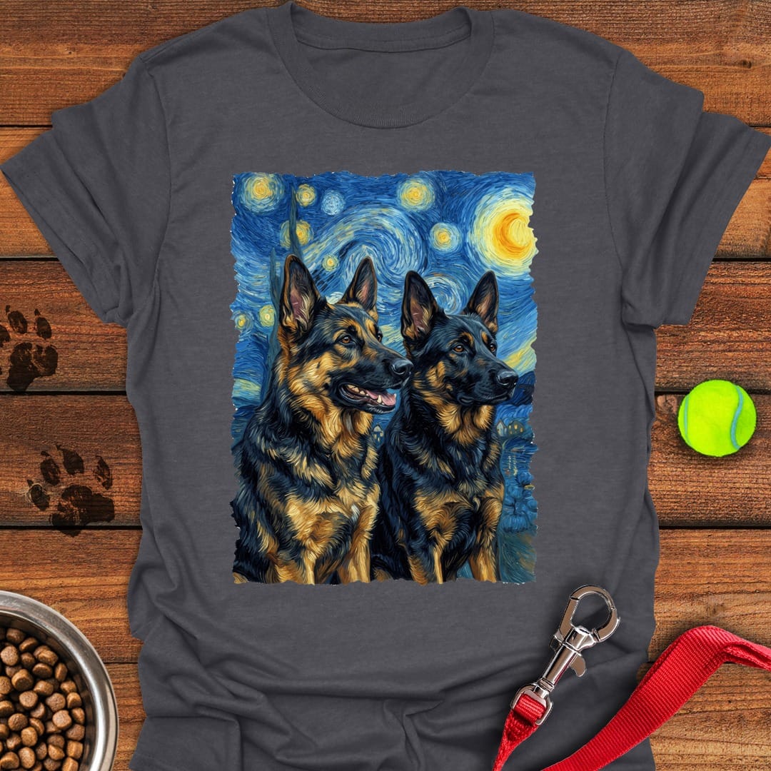 2 German Shepherds Van Gogh Dark Heather