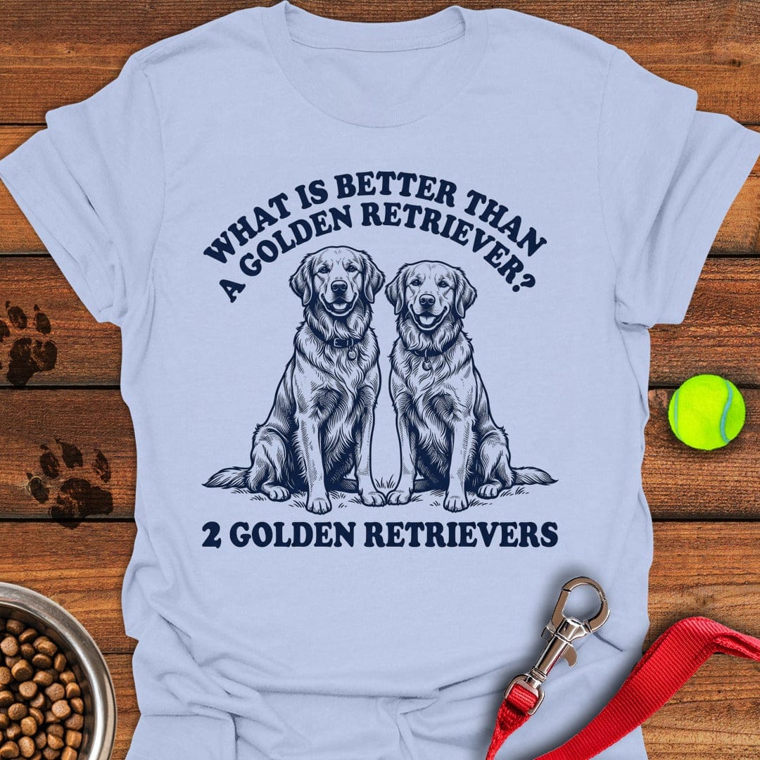 2 Golden Retrievers Light Blue