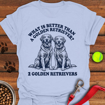 2 Golden Retrievers Light Blue