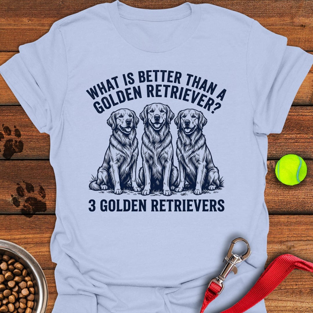 3 Golden Retrievers Light Blue