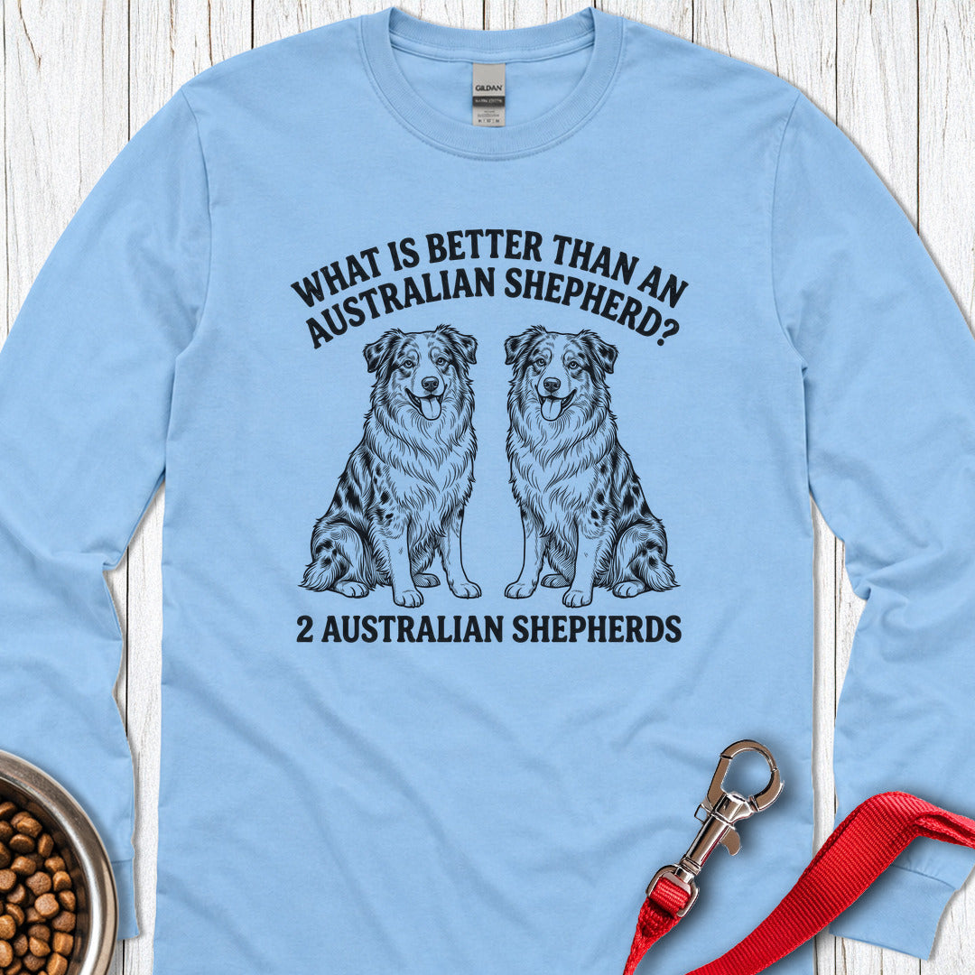 2 Australian Shepherds Long Sleeve — Carolina Blue
