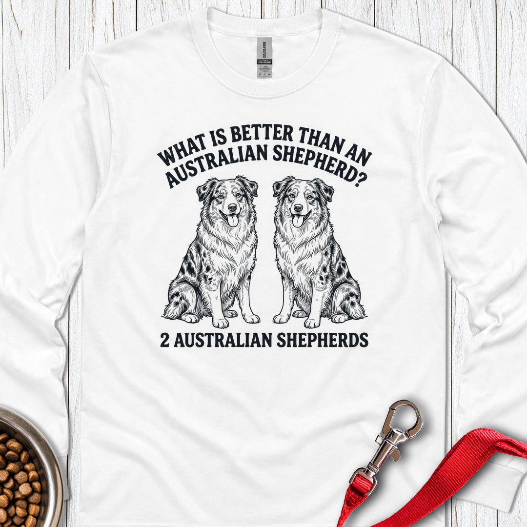 2 Australian Shepherds Long Sleeve — White