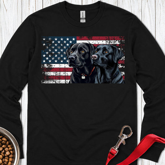 2 Black Labs USA Long Sleeve — Black