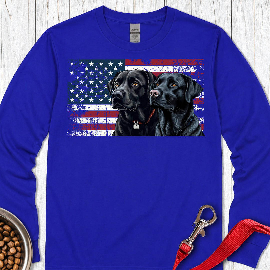 2 Black Labs USA Long Sleeve Royal