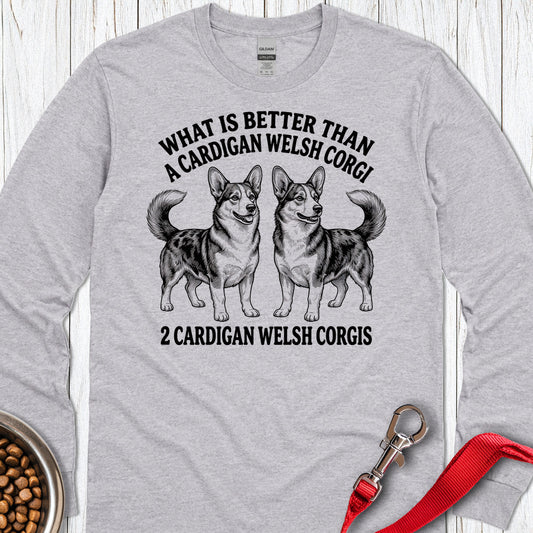 2 Cardigan Welsh Corgi Long Sleeve — Sport Grey