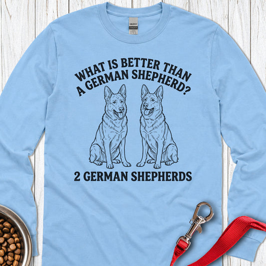 2 German Shepherds Long Sleeve — Carolina Blue