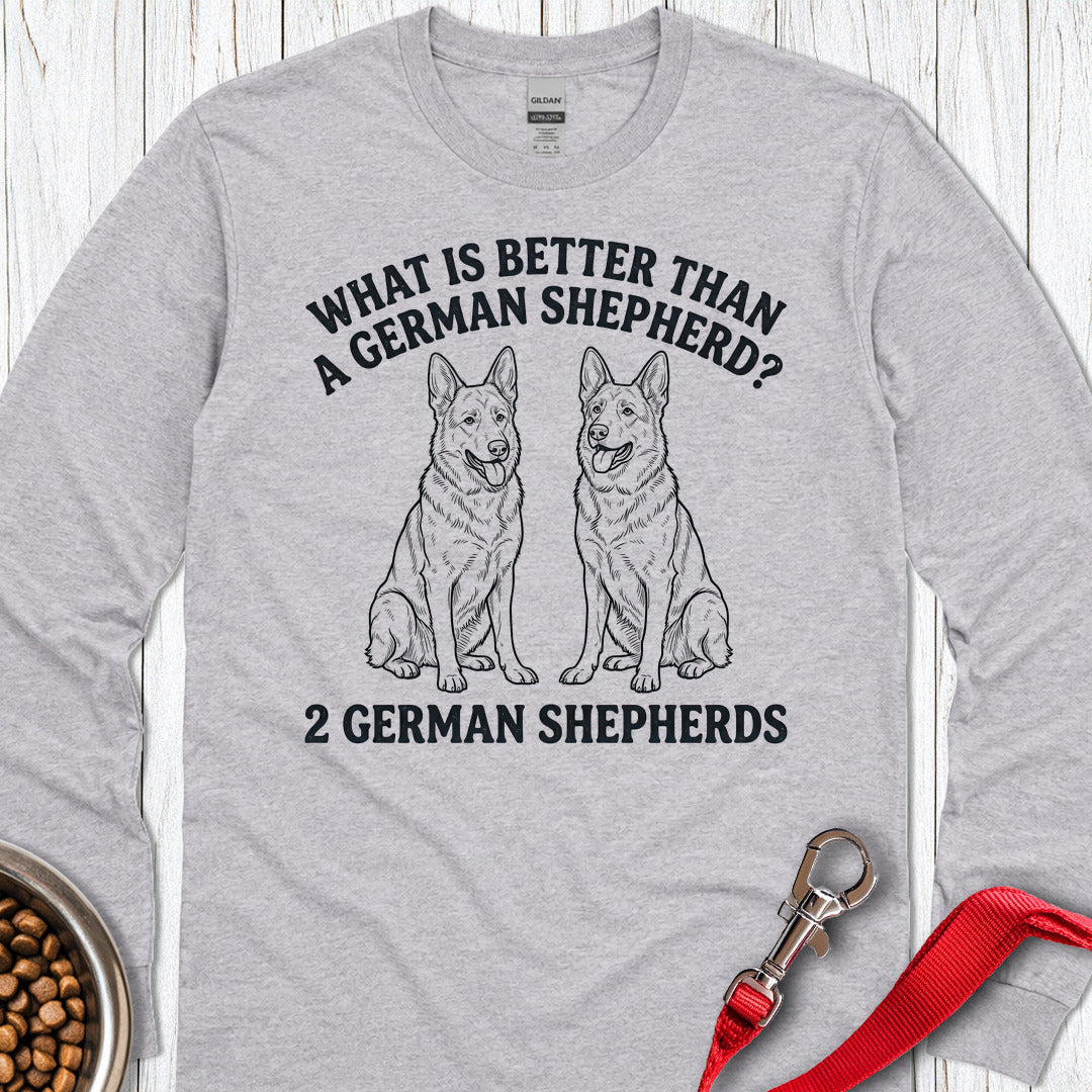 2 German Shepherds Long Sleeve — Sport Grey