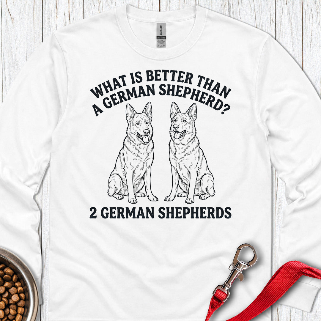 2 German Shepherds Long Sleeve — White