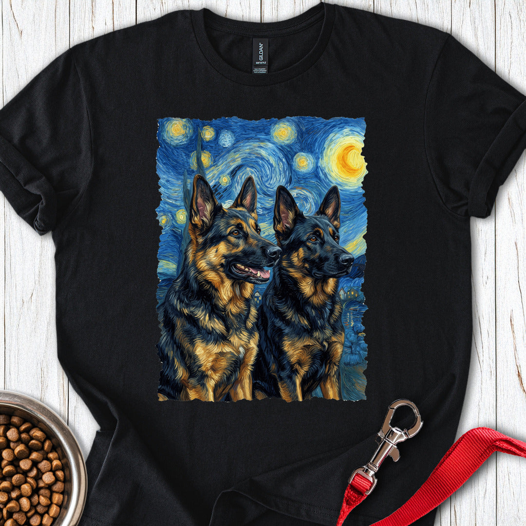 2 German Shepherds Van Gogh Black