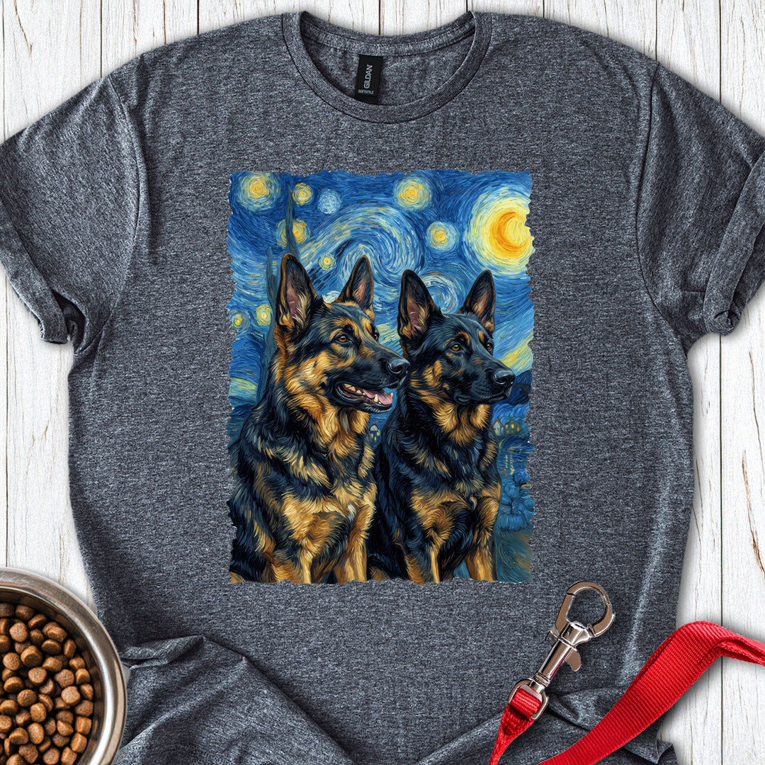 2 German Shepherds Van Gogh Dark Heather