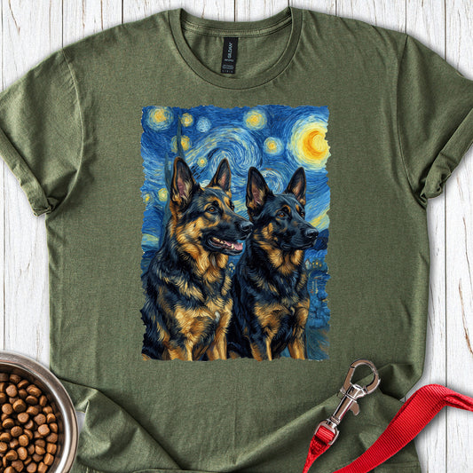 2 German Shepherds Van Gogh Military Green