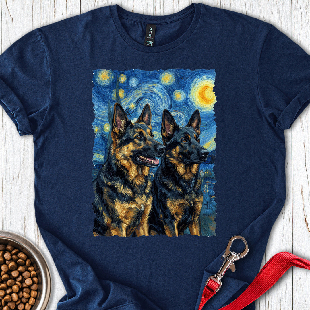 2 German Shepherds Van Gogh Navy