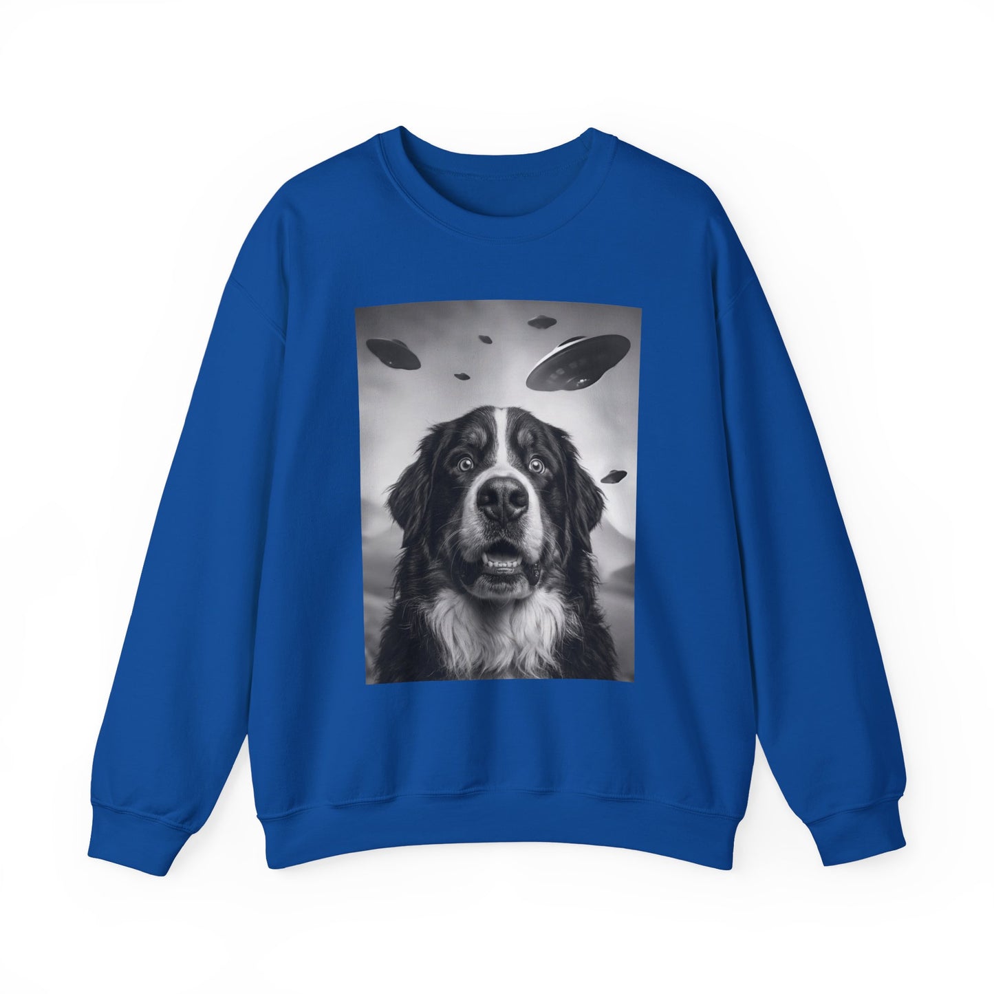 Bernese Mountain Dog UFO Crewneck Sweatshirt Royal