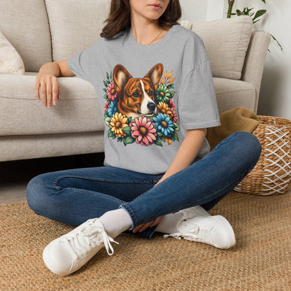 Cardigan Welsh Corgi Red Brindle Flowers